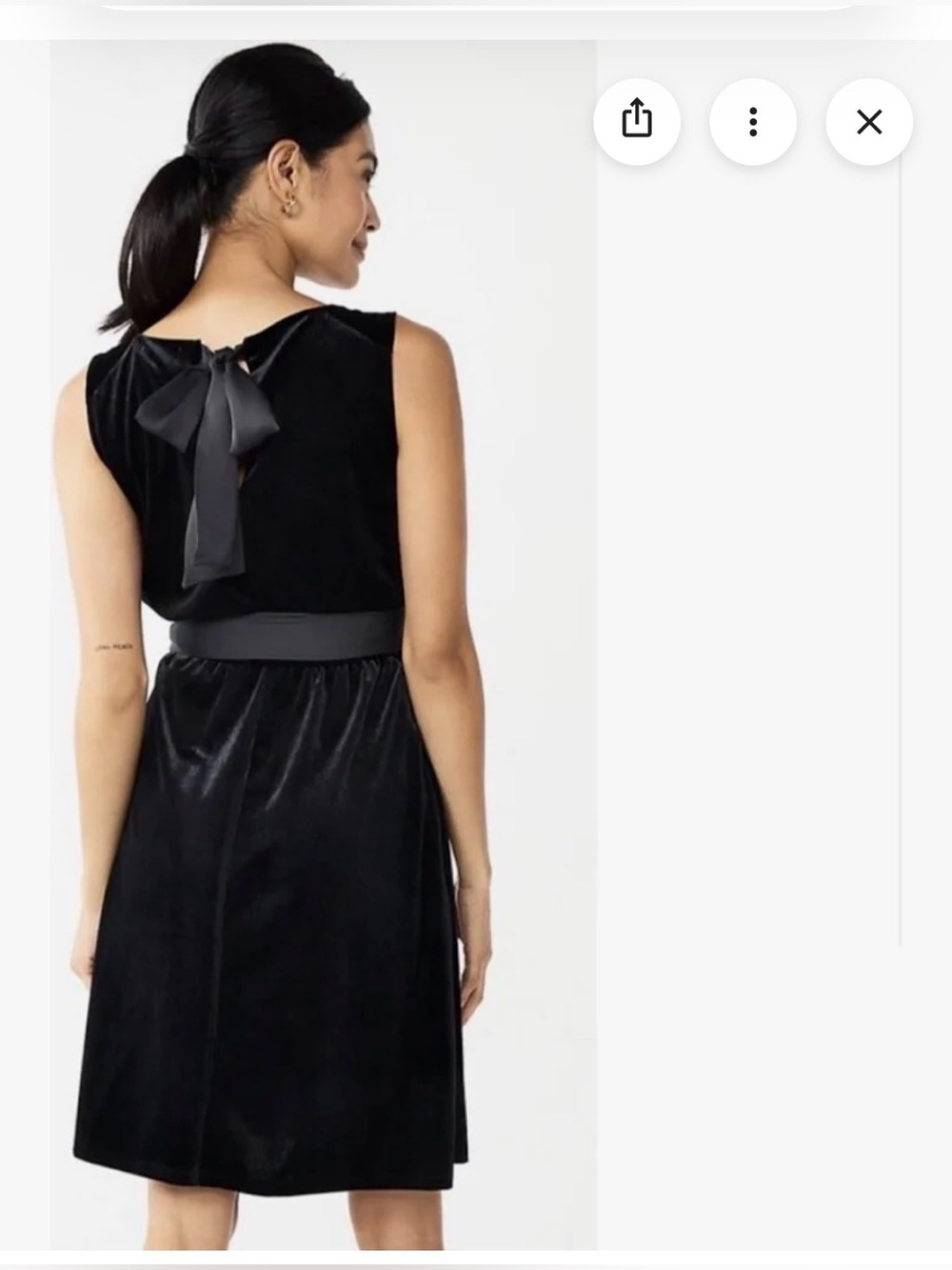 Draper James RSVP sz Extra Small Black Velvet Dress Satin Bow Back sash waist